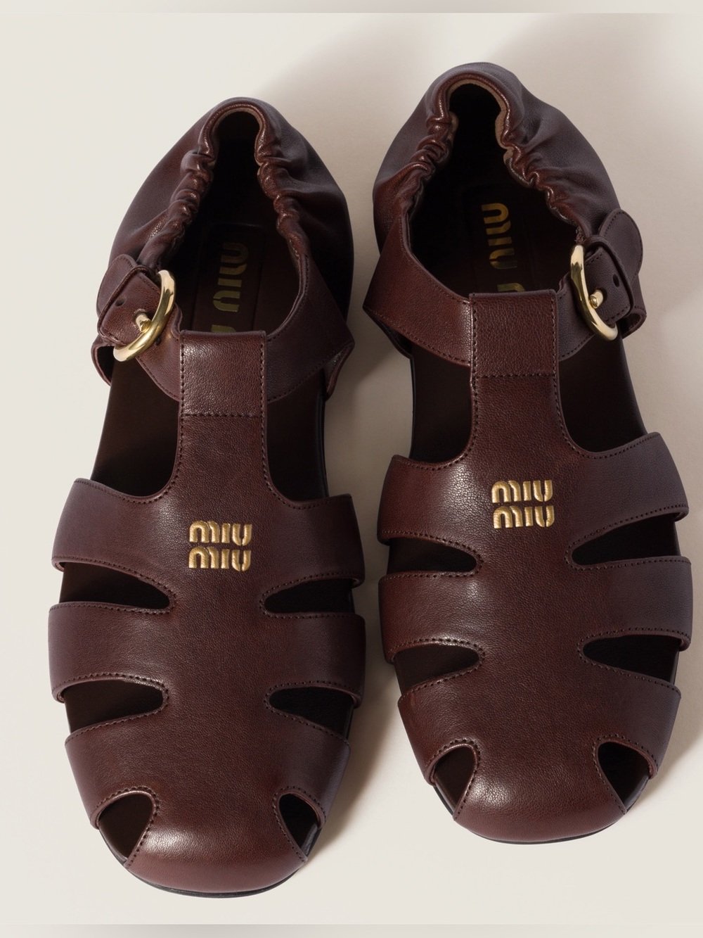 New Miu Miu Ruches nappa leather fisherman sandals $1,190 38